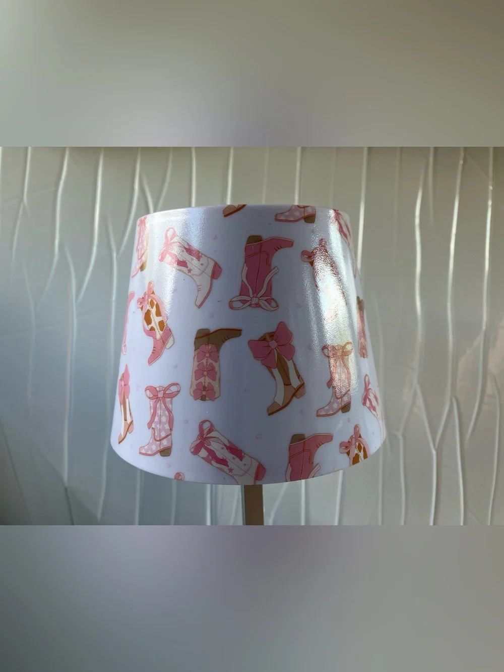 Pink LED Touch Lamp with Cowgirl Boot Shade